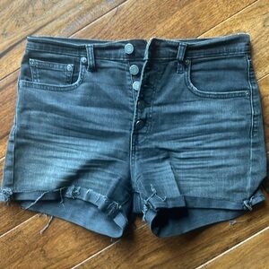 Gap black denim jeans shorts high rise 4” button fly 6 28